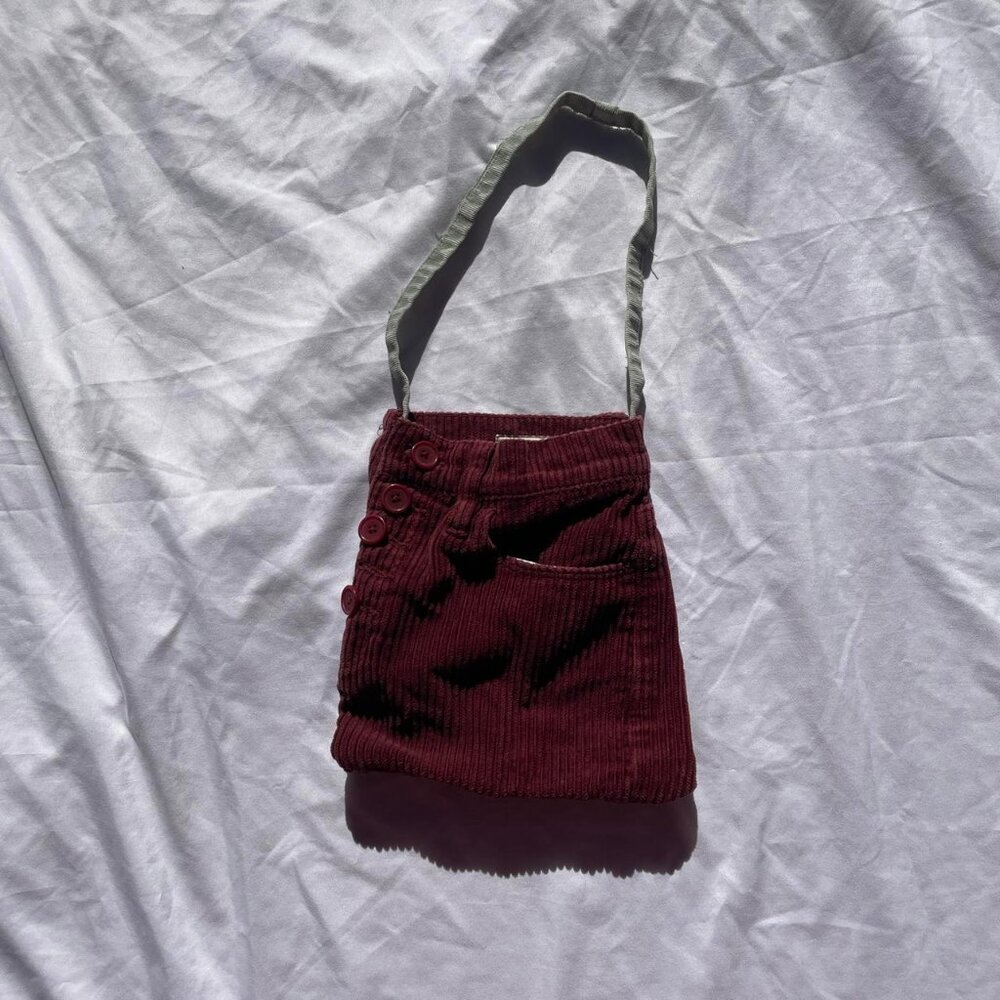 🌷handmade burgundy corduroy mini bag